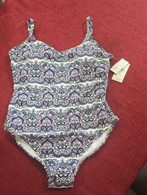 Womens Leilani Purple Paisley One-Piece Swimsuit.  NWT.
